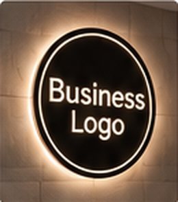 Round backlit business logo