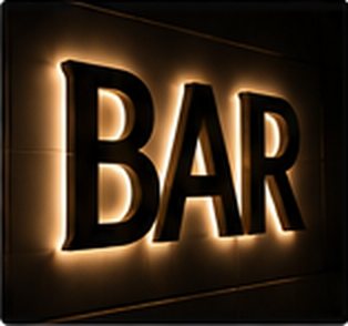 Backlit BAR letters